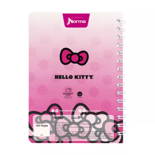 Cuaderno Argollado Frances Cuadro Grande Hello Kitty Yeah wow 100 Hojas