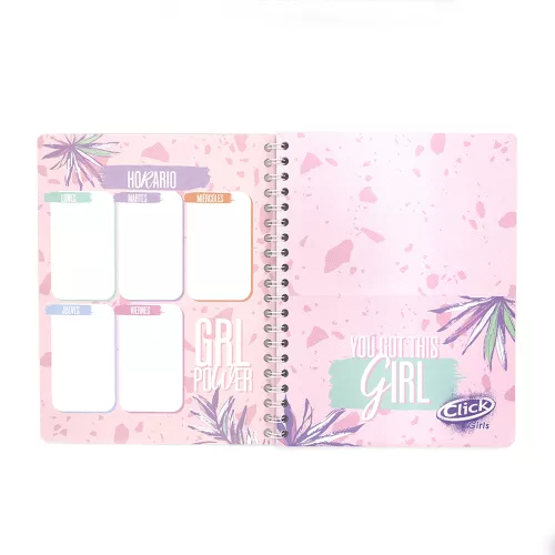 Cuaderno Argollado Profesional Cuadro Chico Click Girls Colorful canvas 100 Hojas