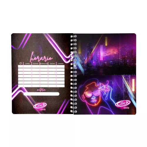 Cuaderno Argollado Profesional Cuadro Chico Click Girls Fashion influencer 100 Hojas