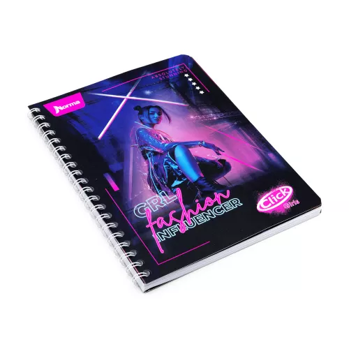 Cuaderno Argollado Profesional Cuadro Chico Click Girls Fashion influencer 100 Hojas