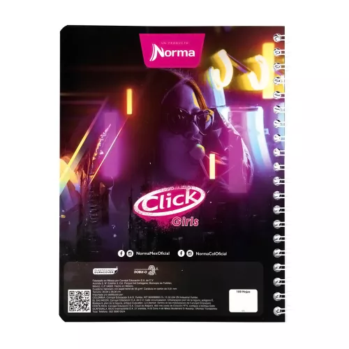 Cuaderno Argollado Profesional Cuadro Chico Click Girls Life is a party 100 Hojas
