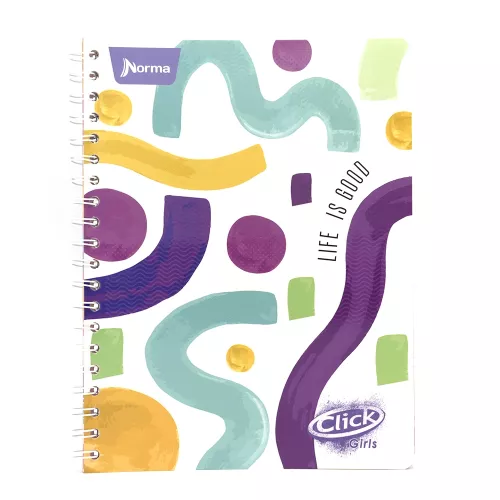 Cuaderno Argollado Profesional Cuadro Chico Click Girls Life is good 100 Hojas