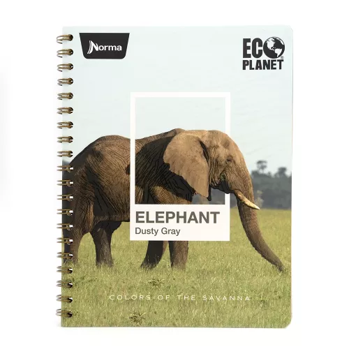 Cuaderno Argollado Profesional Cuadro Chico Ecoplanet Elephant Dusty Gray