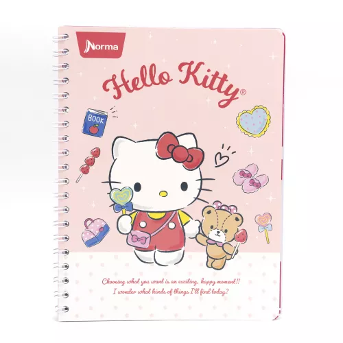 Cuaderno Argollado Profesional Cuadro Chico Hello Kitty I wonder 100 Hojas