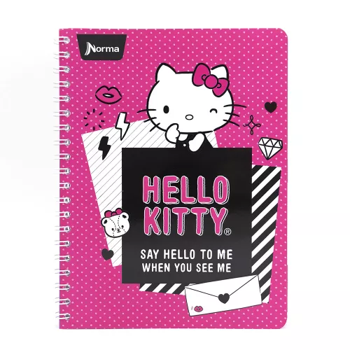 Cuaderno Argollado Profesional Cuadro Chico Hello Kitty Say Hello to me when you see me 100 Hojas