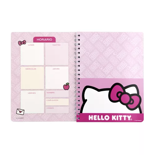 Cuaderno Argollado Profesional Cuadro Chico Hello Kitty Say Hello to me when you see me 100 Hojas