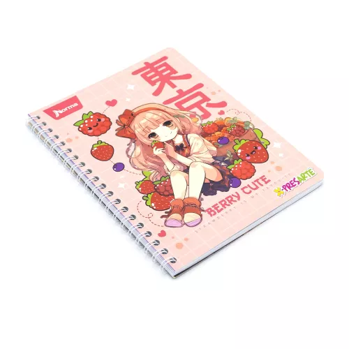 Cuaderno Argollado Profesional Cuadro Chico Xpresarte Tendencias Berry Cute 90 Hojas