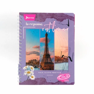 Cuaderno Argollado Profesional Cuadro Grande Click Girls Norma Torre Eiffel 100 Hojas