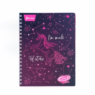 Cuaderno Argollado Profesional Cuadro Grande Click Girls Norma Unicornio 100 Hojas