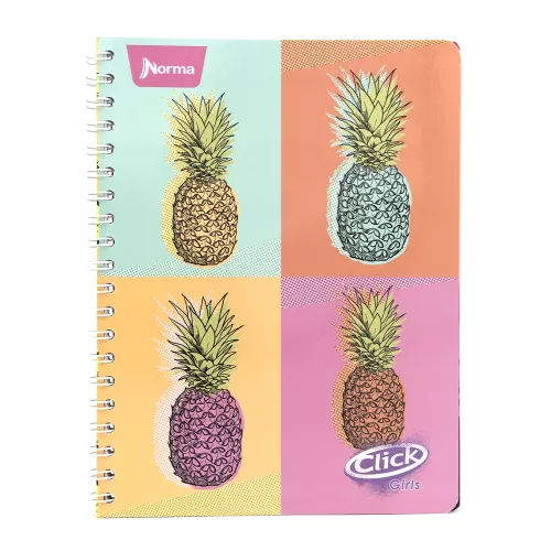 Cuaderno Argollado Profesional Cuadro Grande Click Girls Pineapples 100 Hojas