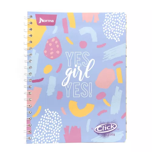 Cuaderno Argollado Profesional Cuadro Grande Click Girls Yes girl yes 100 Hojas