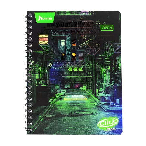 Cuaderno Argollado Profesional Cuadro Grande Click Urbano Cyber Punk 100 Hojas