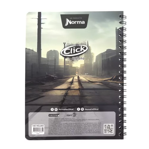 Cuaderno Argollado Profesional Cuadro Grande Click Urbano No signal 100 Hojas