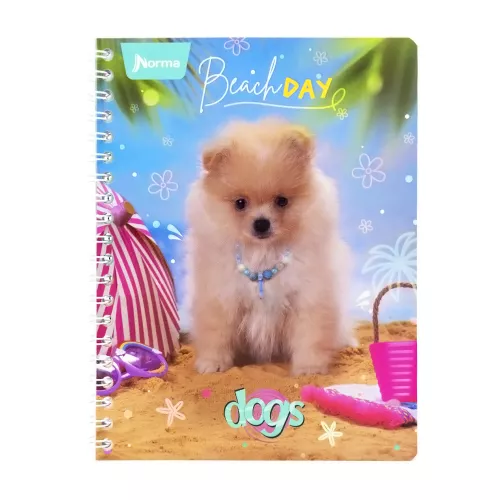 Cuaderno Argollado Profesional Cuadro Grande Dogs Beach day 100 Hojas