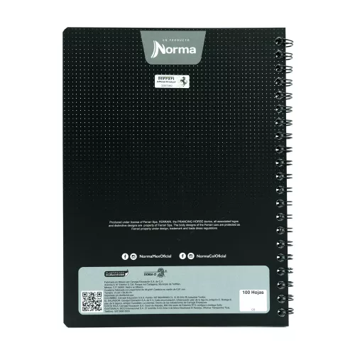 Cuaderno Argollado Profesional Cuadro Grande Ferrari SF 4 100 Hojas