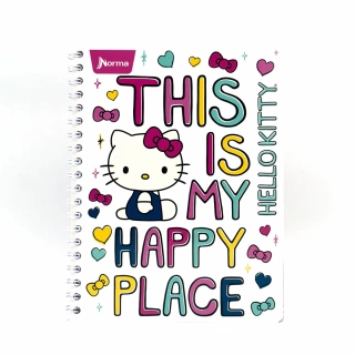 Cuaderno Argollado Profesional Cuadro Grande Hello Kitty This is my happy place 100 Hojas