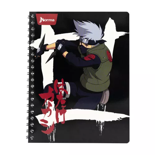 Cuaderno Argollado Profesional Cuadro Grande Naruto Kakashi Hatake 100 Hojas