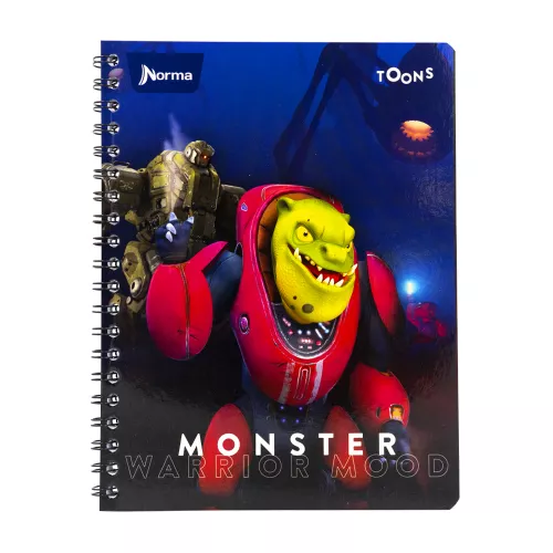 Cuaderno Argollado Profesional Cuadro Grande Norma Toons Monster 100 Hojas