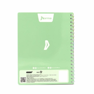 Cuaderno Argollado Profesional Cuadro Grande Polycover Norma Verde Pastel 100 Hojas
