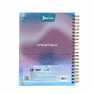 Cuaderno Argollado Profesional Cuadro Grande Unicampus Norma Azul Claro 120 Hojas