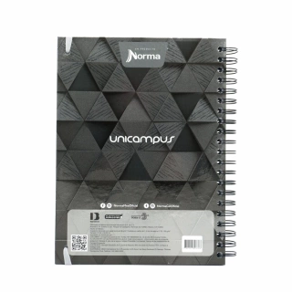 Cuaderno Argollado Profesional Cuadro Grande Unicampus Norma Negro 120 Hojas