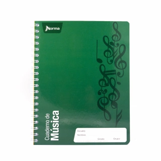 Cuaderno Argollado Profesional Norma Color Tematico Musica Verde 80 Hojas