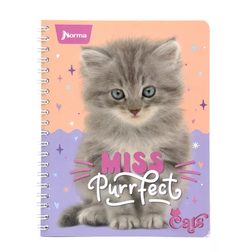 Cuaderno Argollado Profesional Raya Dogs Miss Purrfect - Cats 100 Hojas