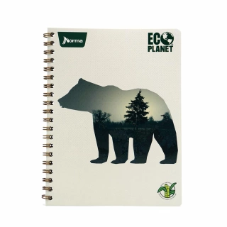 Cuaderno Argollado Profesional Raya Ecoplanet Norma Silueta de Oso 100 Hojas