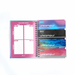 Cuaderno Argollado Profesional Raya Unicampus Norma Morado Holografico 120 Hojas