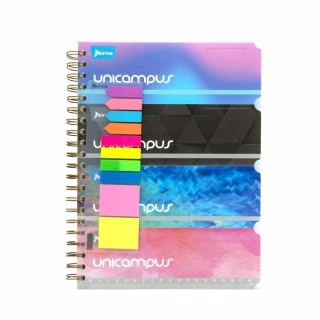 Cuaderno Argollado Profesional Raya Unicampus Norma Rosa Holografico 160 Hojas