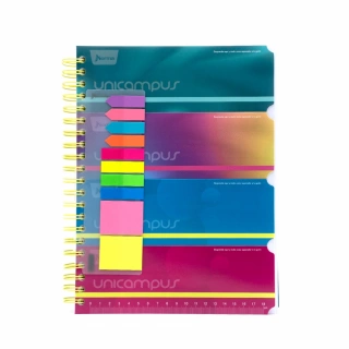 Cuaderno Argollado Profesional Raya Unicampus Norma Rosa Soft touch 160 Hojas