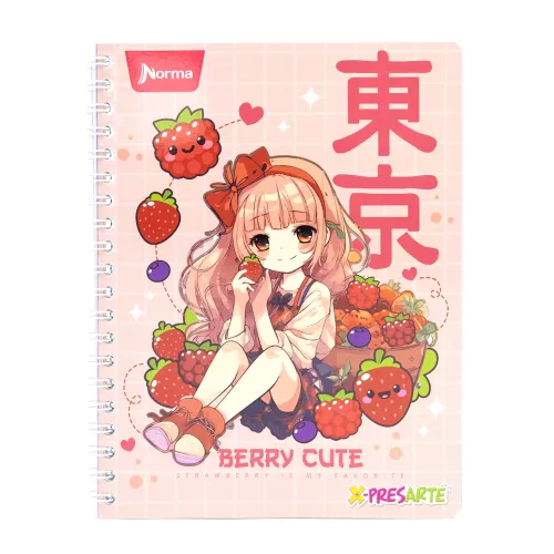 Cuaderno Argollado Profesional Raya Xpresarte Tendencias Berry Cute 90 Hojas