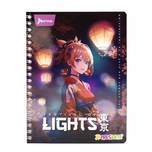 Cuaderno Argollado Profesional Raya Xpresarte Tendencias Festival of Lights 90 Hojas