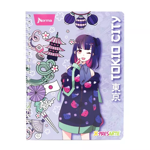 Cuaderno Argollado Profesional Raya Xpresarte Tendencias Tokio city 90 Hojas