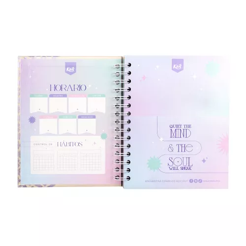 Cuaderno Argollado Tapa Dura A5 Cuadro Grande Kiut Give your self you have come 160 Hojas