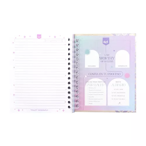 Cuaderno Argollado Tapa Dura A5 Cuadro Grande Kiut Give your self you have come 160 Hojas