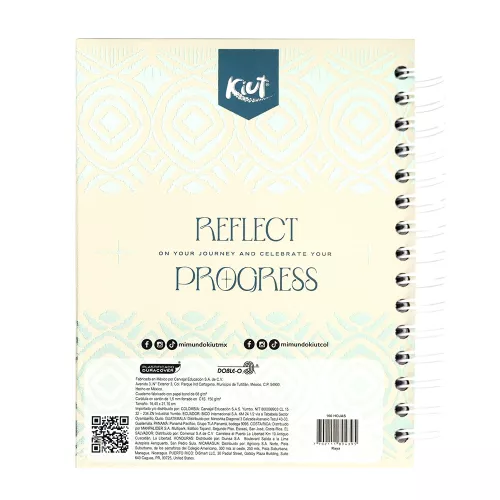 Cuaderno Argollado Tapa Dura A5 Cuadro Grande Kiut Give your self you have come 160 Hojas