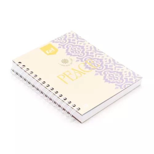 Cuaderno Argollado Tapa Dura A5 Cuadro Grande Kiut Peace 160 Hojas