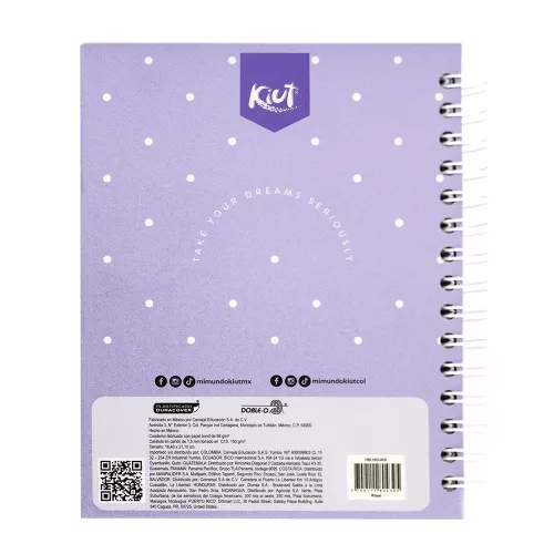 Cuaderno Argollado Tapa Dura A5 Raya Kiut Dream Big Girl 160 Hojas