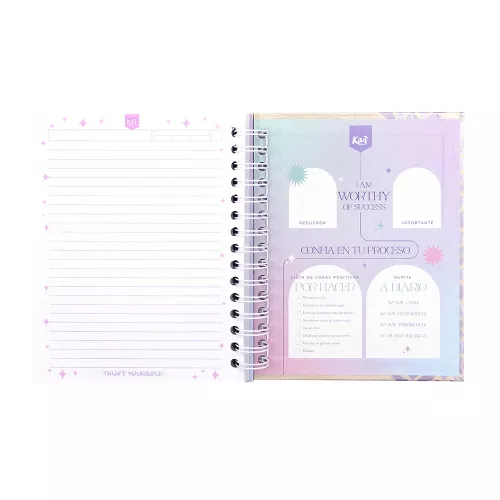 Cuaderno Argollado Tapa Dura A5 Raya Kiut Give your self you have come 160 Hojas