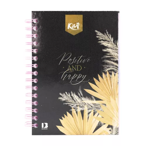 Cuaderno Argollado Tapa Dura Frances Raya Kiut Positive and happy 160 Hojas