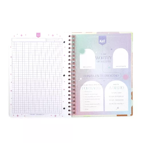 Cuaderno Argollado Tapa Dura Profesional Cuadro Grande Kiut Give your self you have come 160 Hojas