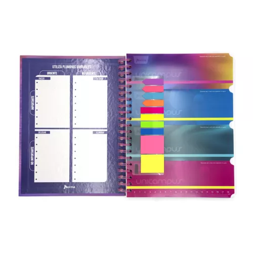 Cuaderno Argollado Tapa Dura Profesional Cuadro Grande Unicampus Barbie Core 160 Hojas