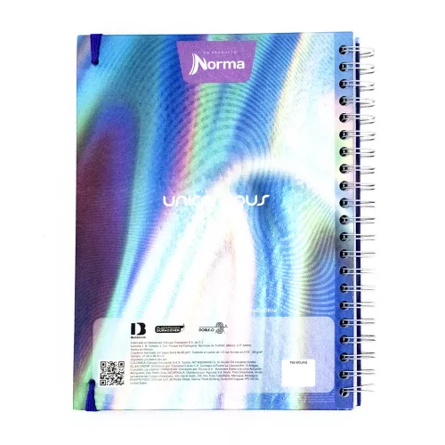 Cuaderno Argollado Tapa Dura Profesional Cuadro Grande Unicampus Metalizado Aesthetic 160 Hojas