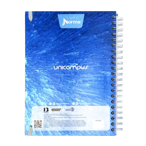 Cuaderno Argollado Tapa Dura Profesional Cuadro Grande Unicampus Metalizado The wave 160 Hojas