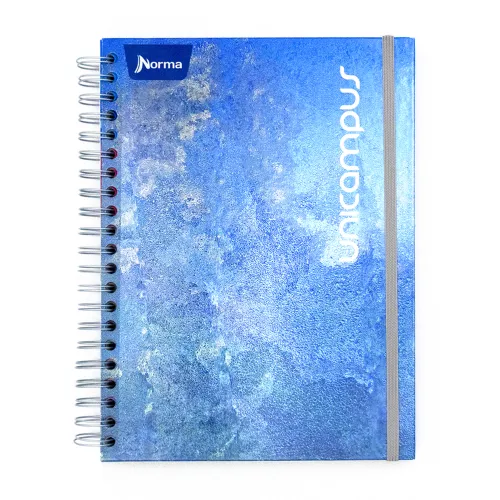 Cuaderno Argollado Tapa Dura Profesional Cuadro Grande Unicampus Metalizado Water 160 Hojas