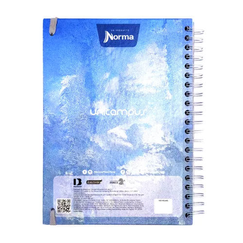 Cuaderno Argollado Tapa Dura Profesional Cuadro Grande Unicampus Metalizado Water 160 Hojas