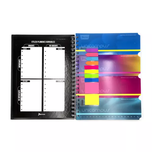 Cuaderno Argollado Tapa Dura Profesional Cuadro Grande Unicampus Mist 160 Hojas