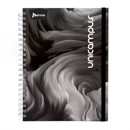 Cuaderno Argollado Tapa Dura Profesional Cuadro Grande Unicampus Soft negro 120 Hojas