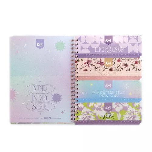 Cuaderno Argollado Tapa Dura Profesional Raya Kiut Always Blooming 160 Hojas
